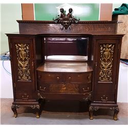 ORNATE HIGHLY DETAILED ANTIQUE OAK SIDEBOARD