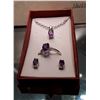 Image 2 : 4 PIECE STERLING SILVER AMETHYST JEWELRY SET WITH APPRAISAL