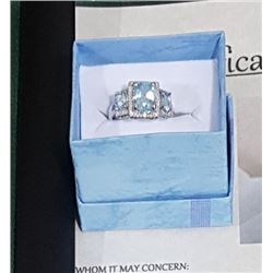 STERLING SILVER BLUE TOPAZ RING W/APPRAISAL