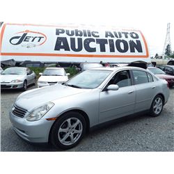 B6 --  2003 INFINITI G35 SEDAN, GREY, 229,942 KMS