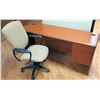 Image 1 : Long Wooden Desk w/ Drawers, 72"L x 24"D x 30"H, OfficeChair Included