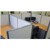 Image 8 : Cubicle System w/ 3 Desks, File Cabinets, 3 Office Chairs