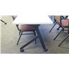 Image 2 : HON Basyx Folding Utility Table (Desk) w/ Wheels 71" x 24" x 29.5"H & 2 Chairs