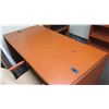 Image 2 : Wooden Desk 72"L x 36"D x 30"H w/ Reception Chair & Wooden Bookcase
