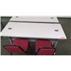Image 2 : Qty 2 Utility Tables (Desks) 60"W x 24"D x 29.5"H) w/ 4 Chairs