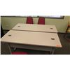 Image 2 : Qty 2 Utility Tables (Desks) 60"W x 24"D x 29.5"H) w/ 4 Chairs