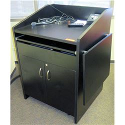 Black Podium w/ Cabinet 33" x 25"D x 43.5"H (electronics shown in photos not included)