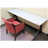 Image 1 : HON Basyx Folding Utility Table (Desk) w/ Wheels 71" x 24" x 29.5"H & 1 Reception Chair
