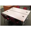 Image 1 : Qty 2 Utility Tables (Desks) 60" x 24" x 29"H & 4 Chairs