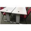 Image 2 : Qty 2 Utility Tables (Desks) 60" x 24" x 29"H & 4 Chairs