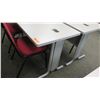 Image 2 : Qty 2 Utility Tables (Desks) 60" x 24" x 29"H & 4 Chairs