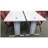 Image 2 : Qty 2 Utility Tables (Desks) 60" x 24" x 29"H & 4 Chairs
