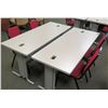 Image 1 : Qty 2 Utility Tables (Desks) 60" x 24" x 29"H & 4 Chairs
