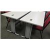 Image 2 : Qty 2 Utility Tables (Desks) 60" x 24" x 29"H & 4 Chairs