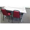 Image 2 : Qty 2 Utility Tables (Desks) 60" x 24" x 29"H & 4 Chairs