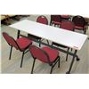 Image 1 : HON Basyx Folding Utility Table (Desk) w/ Wheels 71" x 24" x 29.5"H & 4 Chairs