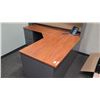 Image 2 : Wooden Desk w/ Overhead Cabinets, File Cabinet & Drawers 60"L x 24"W x 30"H
