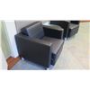 Image 2 : 2 Black Club Chairs & Round Frosted Glass Table 23.5"Dia, 17.5"H