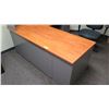 Image 2 : Wooden Desk w/ Overhead Cabinets, File Cabinet & Drawers 60"L x 24"W x 30"H