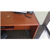 Image 2 : Wooden Desk 72"L x 24"W x 30"H  w/ Reception Chair & Wooden Bookcase