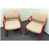 Image 1 : Qty 2 Upholstered Wooden Reception Chairs