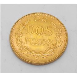 1945 DOS PESO Gold Coin