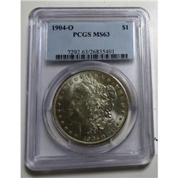 1904 O Better Date in MS 63 PCGS $1 Morgan