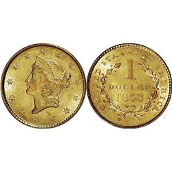 1853 $1 Gold Liberty T-1 AU/BU Grade