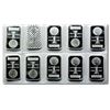 10 pcs. 1 oz. Morgan Design Silver Bars -.999 pure