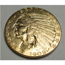 1909 D $5 Five Gold Indian Half Eagle