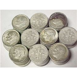 100 pcs. Roosevelts Dimes 90% Silver