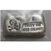 Image 1 : 1 oz. Crossbones Poured silver Bar
