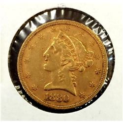 1880 S 5 Gold Liberty