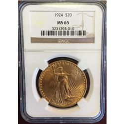1924 MS 65 NCG $ 20 Gold Saint Gauden Double Eagle