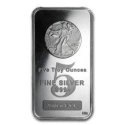 5 oz. Walking Liberty Silver Bar