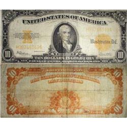 1922 $ 10 Gold Certificate - G-VG grade