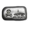 Image 1 : 1 oz. Silver Poured Bar - Skull and Crossbones