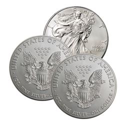 (3) Random Date BU Grade Silver Eagles