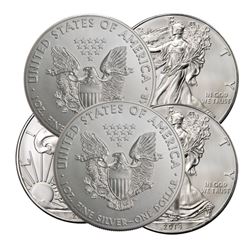 (5) Random Date BU Silver Eagles