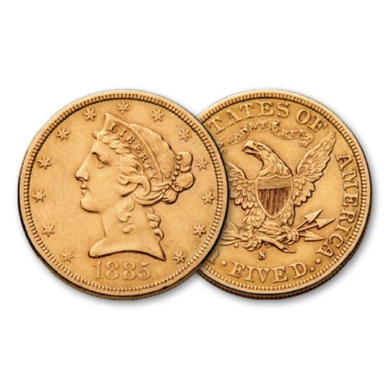 1885 S 5 Gold Liberty Half Eagle 