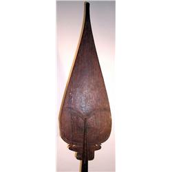 A FINE MASSIM CANOE RUDDER, of wood, the broad le