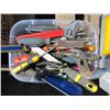 Image 3 : LOT INCLUDING TOOL BOX AND ASSORTED TOOLS (PLIERS, CRESCENTS, SCREWDRIVERS, ETC…)
