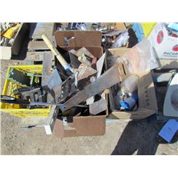 LOT OF ASSORTED ITEMS (DOOR KNOBS, SAWS, MISC. TOWELS, ETC)