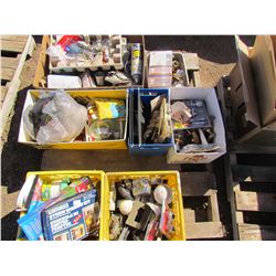 LOT ASSORTED ITEMS (DOOR KNOBS, ELECTRICAL, TAPE MEASURES, COMBINATION LOCKS) *LARGE LOT*