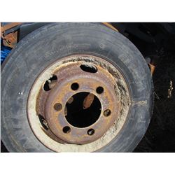 LOT OF TIRES ( 3, 6 BOLT, WITH RIMS, 2 W/O RIMS) *215-75-17.5*