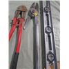 Image 4 : LOT OF ASSORTED TOOLS (BOLT CUTTER, TIN SNIP, LEVEL, ETC…)