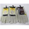 Image 1 : LOT OF 3 PAIRS OF LEATHER GLOVES (2-LARGE, 1-MED) *LEATHER*