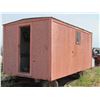 Image 1 : BUNK HOUSE ON RUBBER TIRE FRAME (8'X16') *WITH WOODEN TOOL BOX ON BACK*