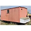Image 3 : BUNK HOUSE ON RUBBER TIRE FRAME (8'X16') *WITH WOODEN TOOL BOX ON BACK*
