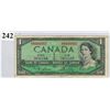 Image 1 : $1.00 BANKNOTE (1954 BANK OF CANADA) *NEARLY SOLID NUMBERED BANKNOTE*